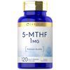 5-MTHF Supplement 1mg | 120 Capsules | L-Methylfolate | Non-GMO | by Carlyle
