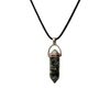 VIE Double Point Pencil Pendant, Black String (Moss Agate)