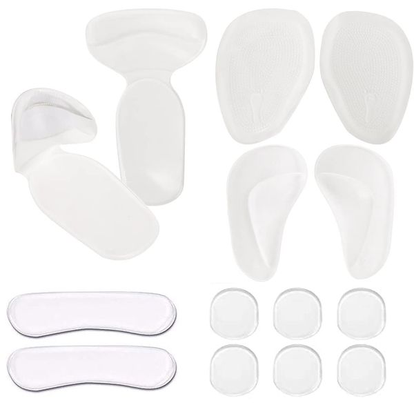 [ Value 14PCS ] Heel Grips Liners and Arch Support,Clear Back Heel Insoles Cushions for High Heels by Blomed,Gel Shoe Inserts for Men & Women Ball of Foot Pads for Foot Pain Relief (Transparent)