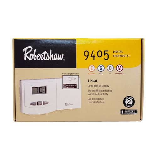 Robertshaw 9405 / T8400B Digital Thermostat 1 HEAT Non-Program 24-30VAC Milivolt