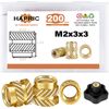 200 Pcs M2 Threaded Inserts for Plastic, M2 Heat Set Insert Brass Metric Knurled Nuts Assortment Kit for 3D Printing