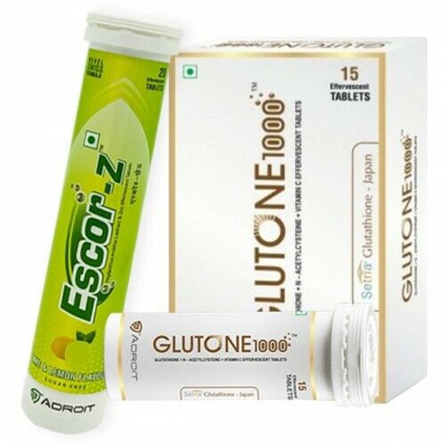 2 X PACK OF SKIN LIGHTENING Glutone 1000 With Escor Z (Lime & Lemon Flavour)