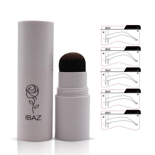 IBAZ Eyebrow Stamp Stencil Kit with 10 Reusable Eyebrow Stencils and 2 Eyebrow Spiral Brushes, Professional One Step Brow Stamp Shaping Styling Kit Long-Lasting Easy to Use, Waterproof (Medium Brown)