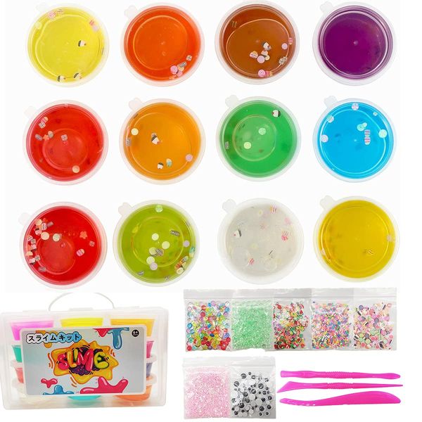 La Gacela Slime Kit, 12 Pieces Crystal Clay, Fishbowl Beads, Fruit Slices, Handmade Tool, Stress Relief, Kids, Elementary School Students, Boys, Girls, Birthday, Christmas, Gift, DIY Slime Kit