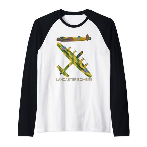 Lancaster Bomber WW2 British Aircraft Plane Diagram Raglan Baseball Tee