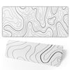 Extended XL Gaming Mouse Pad - Topographic Desk Pad - White & Black