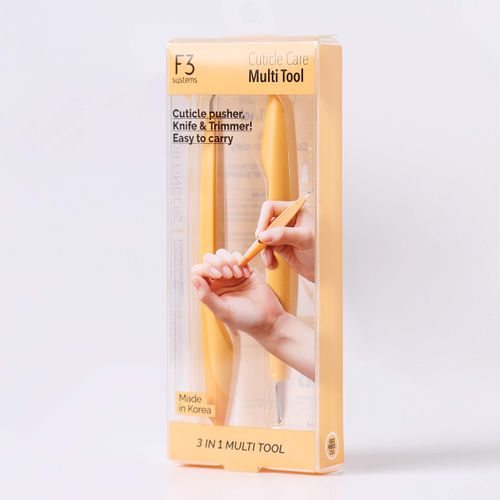 F3 Systems, 3-in-1 Cuticle Care Multi Tools, Cuticle Pusher, Trimmer, Nail Knife, Compact Pocket Size Nail Care Kit, All-In-one Manicure & Pedicure Tools Set for Fingernails and Toenails,MADE IN KOREA