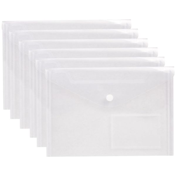 A5 Document Wallet-6 Pack Plastic Wallets A5 with Popper Plastic Folders Document Files Popper Wallet Envelope Folders Pockets