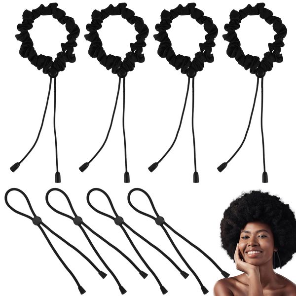 8pcs Adjustable Hair Ties for Thick Hair，Puff cuff for Natural Hair Ties for Puffs, Soft Pineapples Hairstyles for Black Women, Satin Hair Ties for Natural Hair Ties for Locs (2 Styles)