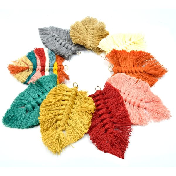 Macramé Tassels | 65mm x 90mm Threaded Tassels | Knotted Tassels | Cream