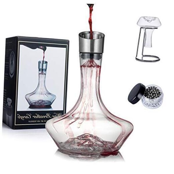 YouYah Iceberg Wine Decanter Set with Aerator Filter,Drying Stand and Cleaning