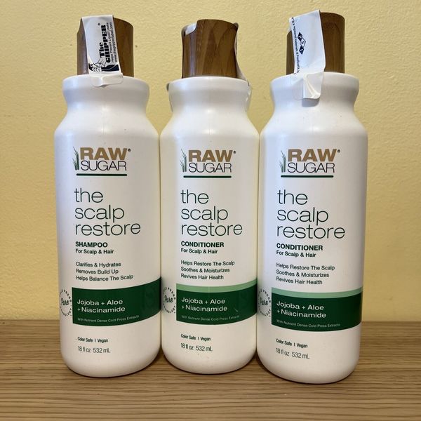 Raw Sugar Shampoo The Scalp Restore 1 Shampoo And 2 Conditioners Jojoba Aloe - 3
