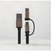 LockMingle 2-in-1 USB Charging Cable, 1M Flat Cable with Micro USB and Type-C Connectors, Black