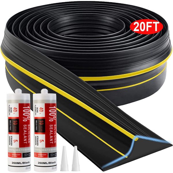 Universal Garage Door Threshold Seal Strip 20FT Kit, Bottom Waterproof Rubber W