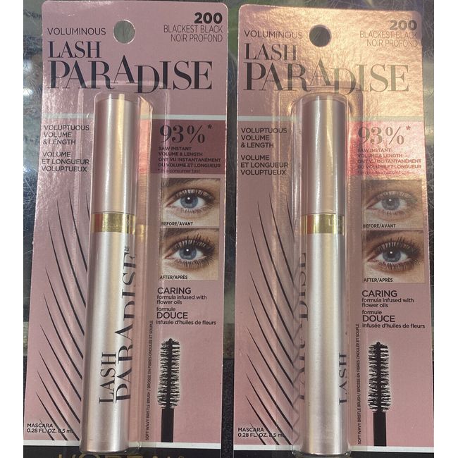 2 L'Oréal Paris Voluminous Lash Paradise Mascara -#200Black