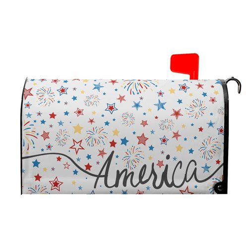 VentuCoven Fourth of July Firework Mailbox Covers Magnetic Patriotic Mail Box Cover Colorful Star Post Letter Box Cover Wrap Home Decor Outdoor Yard Decoration for Garden Standard Size 21x18 in
