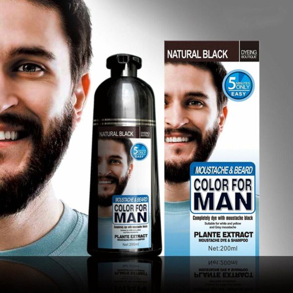 Men Beard Hair Color Cream Instant Dye Black Mustache Beard Darkening Shampoo