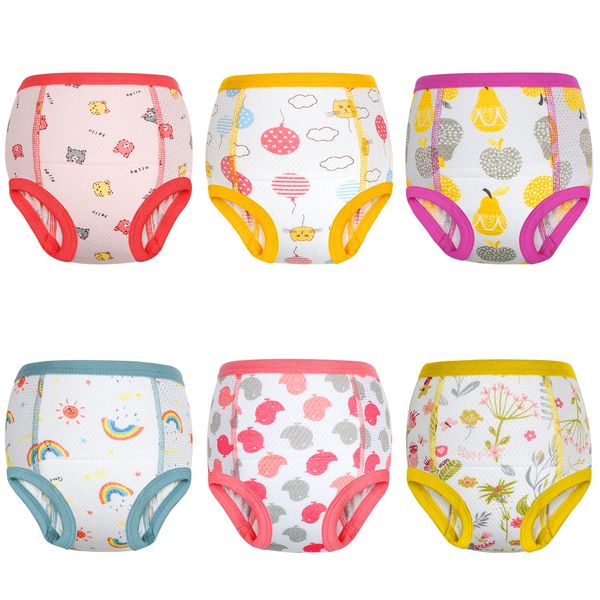 MOEMOE BABY Potty Training Pants Toilet Training Pants Toddler Training Pants Girls Potty Training Pants Reusable,Hollow Design,Cotton 6 pack,Pink,2 Years