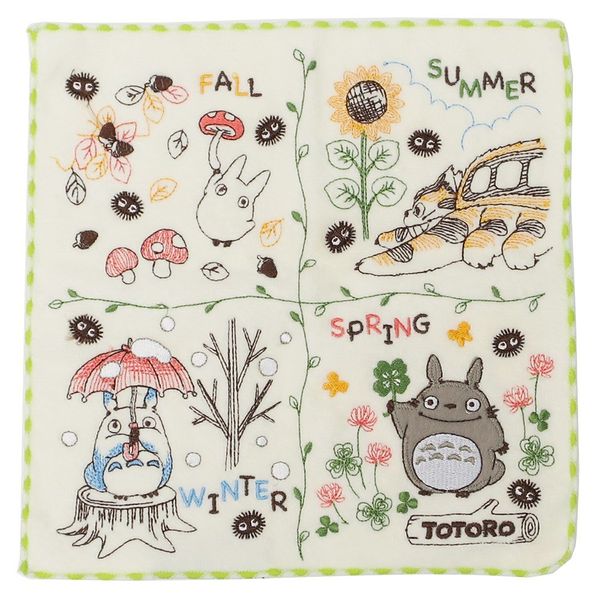 Marushin 1005016700 Mini Towel, Hand Towel, Ghibli, My Neighbor Totoro, Natural Four Seasons, Cotton, Full Embroidery