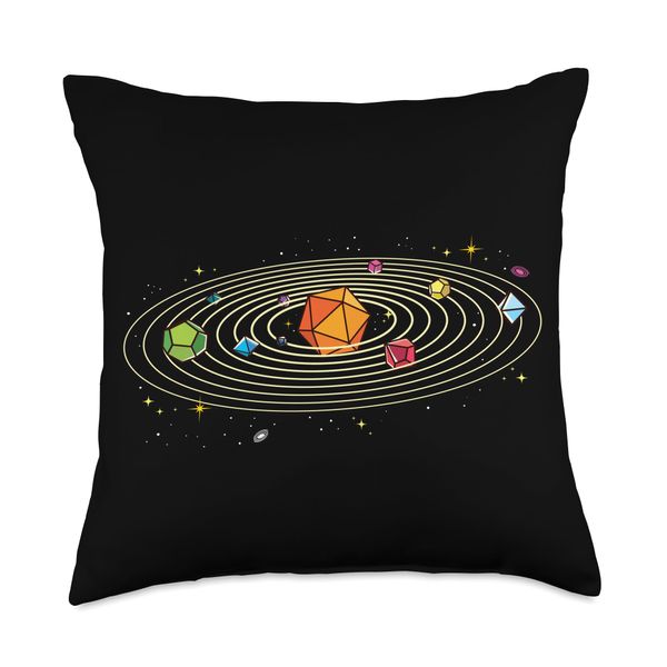 Rotating Dice Space Solar System RPG Gamer TTRPG Men Boys Throw Pillow