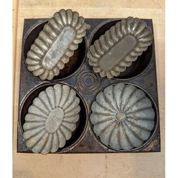 Vintage Small Mini Cake Cupcakes Biscuits Pan Set Child Play Set Baking