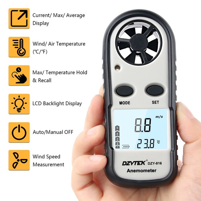 Handheld Air Speed, Temperature, Humidity & Light Meter