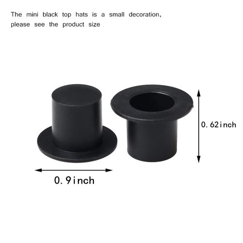 Pengxiaomei Mini Black Top Hats, 50Pcs Plastic Miniature Top Hats for Art and Crafts DIY Supplies