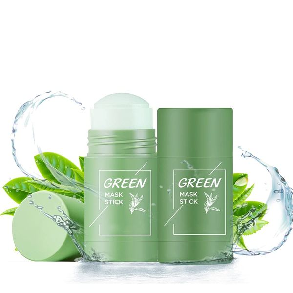 Green Mask Stick, Ksndurn 2PC Green Tea Mask Stick – Feuchtigkeitsspendendes Gesicht, Ölkontrolle, Tiefenreinigung der Poren, feuchtigkeitsspendende, pflegende Haut