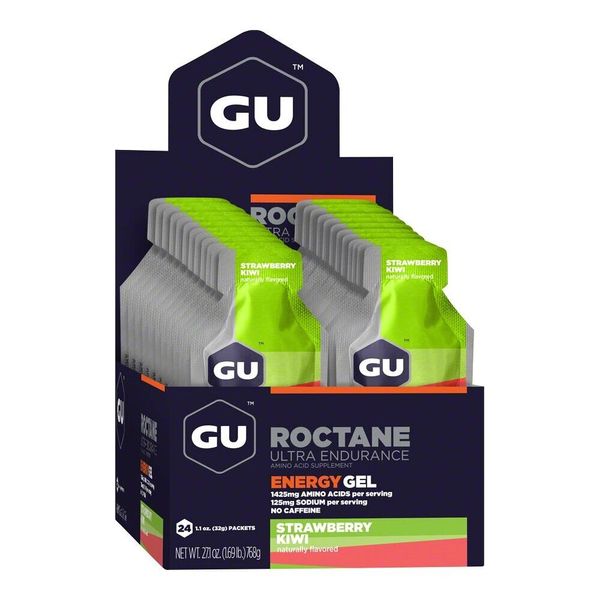 GU ROCTANE Energy Gel Supplement : CAFFEINE-FREE STRAWBERRY KIWI - Box of 24