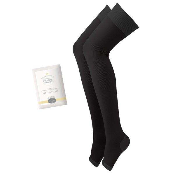 [Aesthetical Lab] Oya Slim Platinum Over the Knee Compression Socks, Black