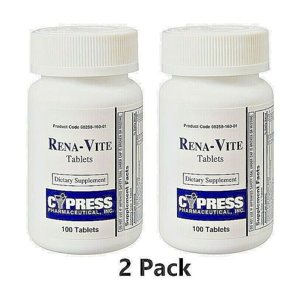 Rena-Vite Renal Dietary Supplement Kidney Multivitamin 100 Tablets 2 PCS05/25