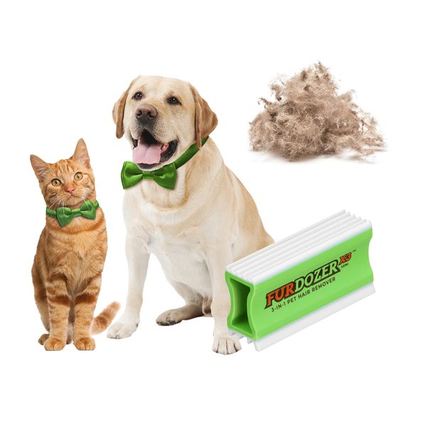 FurDozer X3 Mini 3-in-1 Pet Hair Remover & Auto Detailer - Remove Fur & Lint from Multiple Surfaces Green