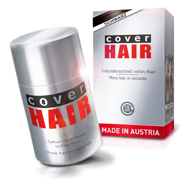 COVER HAIR - Premium Streuhaar | Schütthaar zur Haarverdichtung und Ansatzkaschierung | Authentischer Look für Männer und Frauen | 100% Natürliches Schwarz 14g