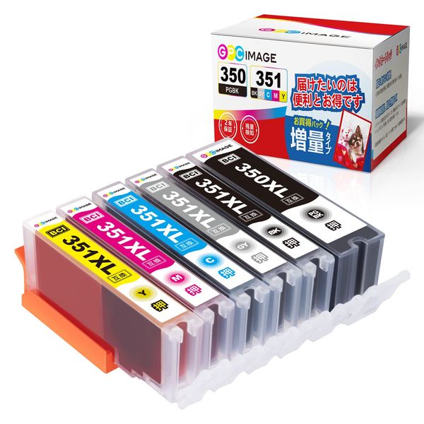 GPC Image BCI-351XL BCI-350XL Compatible Ink Cartridge, 6 Color Set, High Yield Compatible with Canon Ink Cartridges 351 350 BCI-351 BCI-350 Compatible Ink MG6330 MG6530 MG6730 MG7130 MG7530 IX6830