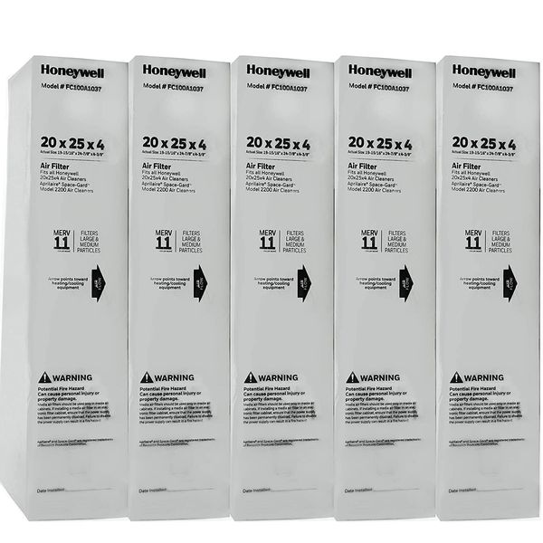 Honeywell 20x25x4 Furnace Filters, Filter Replacement, Merv 11 (5 Pack)