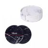 6x Coasters for Drinks with Holder Marble texture Round Cup Mat Pad Set UK (Black)