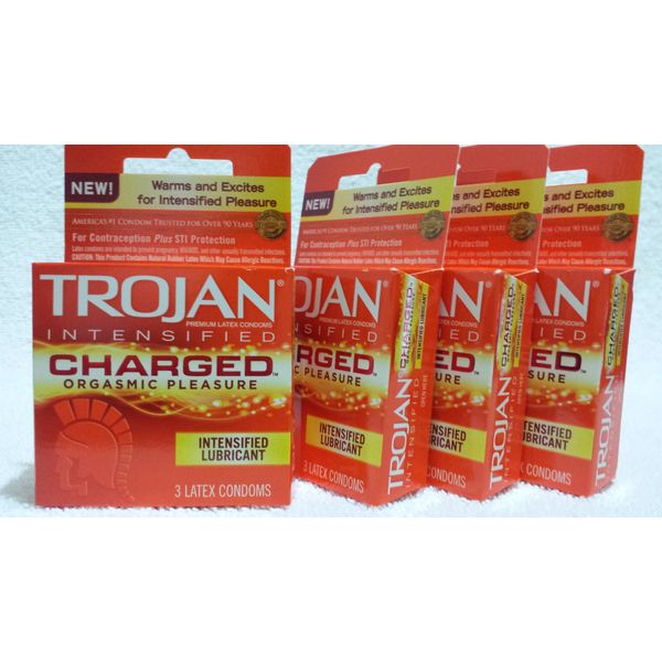 Trojan Intensified Charged Orgasmic Pleasure Condoms - 3 ea, 4 Pack