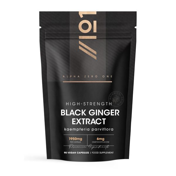 Black Ginger Extract 1950mg – High Strength 4% Dimethoxyflavone (6mg) - 90 Vegan Capsules (3 Month Supply) - Resealable and Recyclable Pouch – by Alpha01
