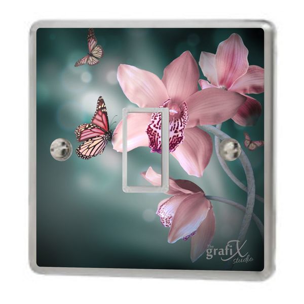 the grafix studio Flower & Butterflies Light Switch & Double Sticker Vinyl/Skin cover sw105