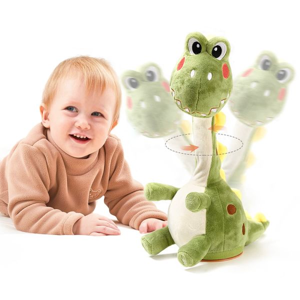 TUMAMA Dinosaur Dancing Talking Interactive Baby Toy, Mimicking Twisted Electronic Soft Plush Toy with Talking Recording Repeat Talking, Talking Dinosaur Toy for Kids Over 3 Years Old