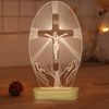3D Illusion Lamp Jesus Cross Night Night,USB Power Warm Colors Bedside Lamp for Home Room Holiday Decor