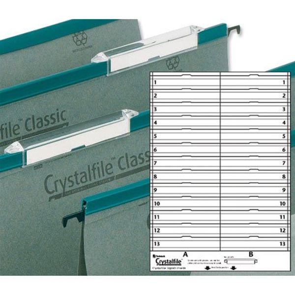 Twinlock Crystalfile Classic Card Inserts for Linked File Extra-deep Tabs White Ref 78290 - Pack 50