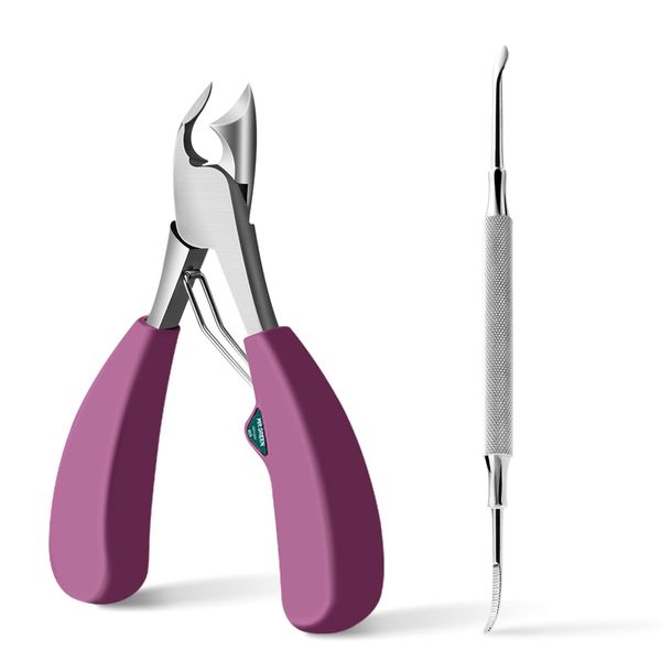 MR.GREEN Toenail Clipper Stainless Steel Ingrown Nail Cutter Good at Cutting Thick and Hard Nails Pedicure Tools (Purple+Nail Remover)