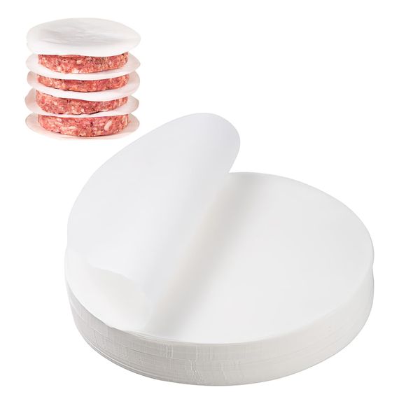 500 Stück Burger Papier, 11CM Burgerpapier Weiß Rund Pergament Papier, Blatt Backpapier für Burgerpresse, Antihaftpapier für Patties Hamburger Cheeseburger Kuchen Burgerpressen