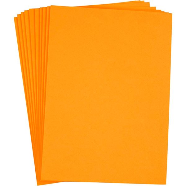 EVA Foam Sheets, A4 21x30 cm, thickness 2 mm, orange, 10sheets