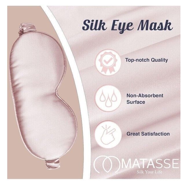 MATASSE Silk 3D Contoured Sleeping Eye Mask with Strap Pink Silk H6