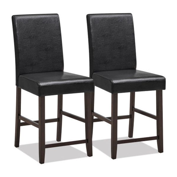 25 Inch Counter Height Set of 2 Bar Stools-Black