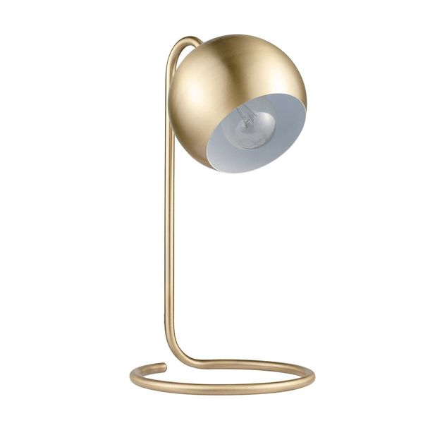 Globe Electric 52885 15" Desk Lamp, Matte Brass, White Inner Shade, Modern, Home Décor, Lamp for Bedroom, Home Office Accessories, Desk Lamps for Home Office, Desk Light, Desk Lamp White Shade