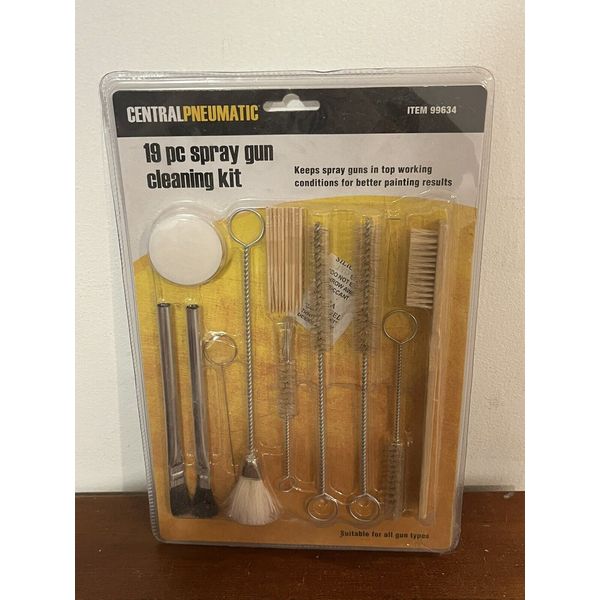 19 Pc Paint Spray Gun Cleaning Kit by Central Pneumatic New Sealed