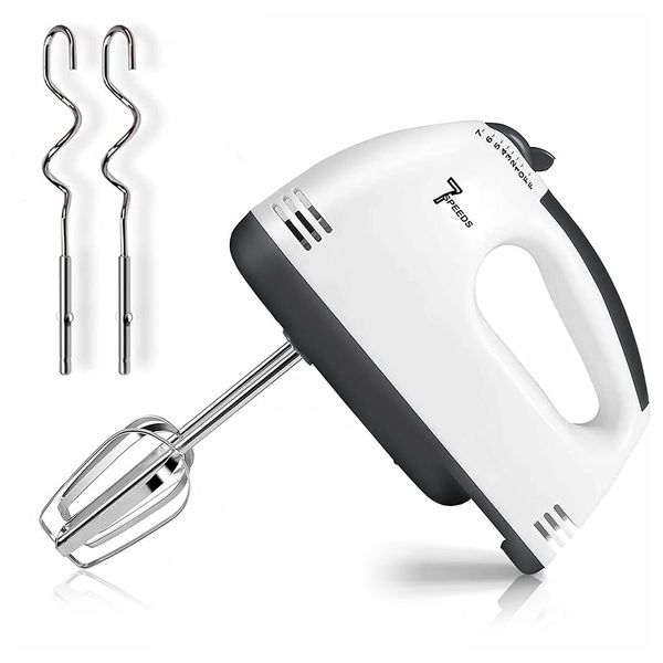 Electric hand mixer, 7-speed Hand Mixer Electric Whisk,260W whisk kitchen food baking, light hand mixer for kitchen baking cake egg cream food (4 bars)